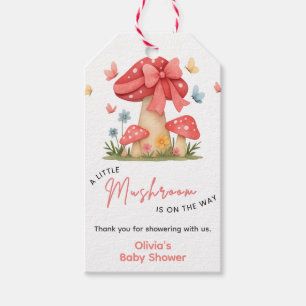 Florales rotes Schleifen Ein Kleiner Pilz Baby Sho Geschenkanhänger