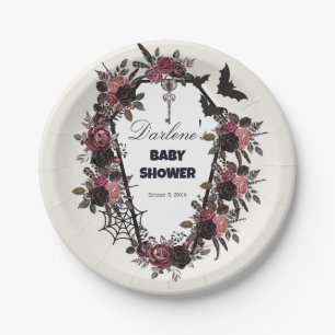 Florales Sarg-Halloween-Baby-Shower Pappteller