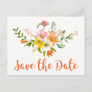 Florales Save-the-Date-Lilien-Blumen-Orangen-Verlo Postkarte