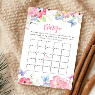 Florales Schmetterlings-Baby-Shower-Bingo-Spiel