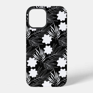 Florales Schwarz-Weiß-Muster iPhone 12 Hülle