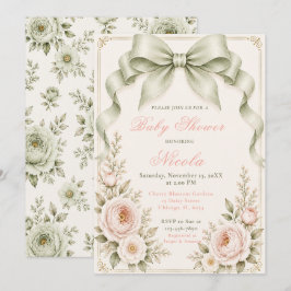 Florales Smaragdgrün Coquette-Band Baby Shower Einladung