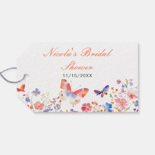 Florales Sommer-Schmetterling-Hochzeitsbrause Geschenkanhänger