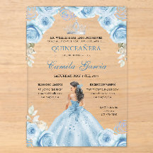 Florales staubblaues und silbernes Prinzessin-Quin