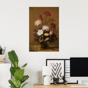 Florales Stillleben Blumen im Vasen, Vintage Baroc Poster