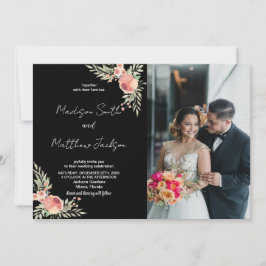 Florales sur le thème noir Mariage Invitations ave