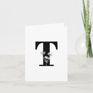 Florales T-Monogramm auf weißer Notizkarte