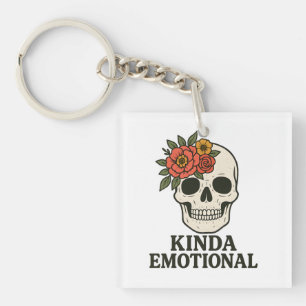 Florales Totenkopf-Ästhetik mit sanfter emotionale Schlüsselanhänger