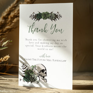 Florales Totenkopf Grün Rosen Gothic Brautparty Dankeskarte