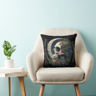 Florales Totenkopf- & Mond-Himmels-Gotik-Kunst auf Kissen