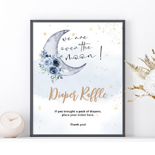 Florales Über den Mond Windel-Raffle  Poster