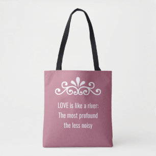 Florales Vektor, Liebestext in Roségold und Weiß Tasche