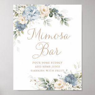 Florales verstaubtes blaues Grünzeug Hochzeits-Mim Poster