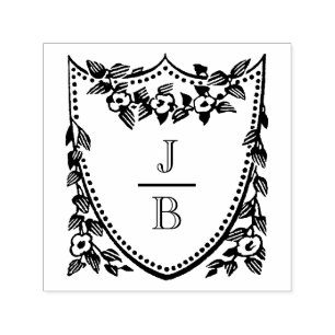 Florales Wappen 2 Anfangsbuchstaben Hochzeitsmonog Permastempel