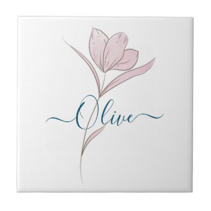 Florales Wasserfarben-Skizze Personalisierte Keram Fliese
