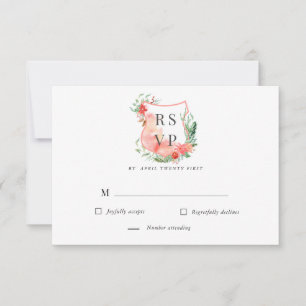 florales Wasserfarben-Wappen RSVP-Antwortkarte RSVP Karte