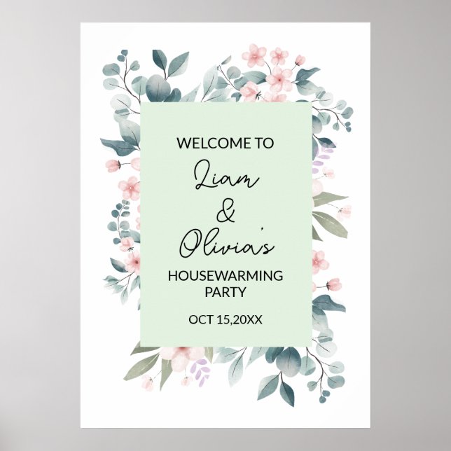 Floralische Einweihungsparty-Eingangswillkommensgr Poster (Vorne)