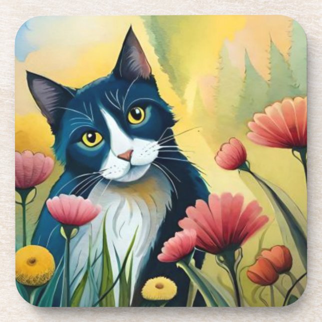 FLoralkatze Getränkeuntersetzer (Vorderseite)