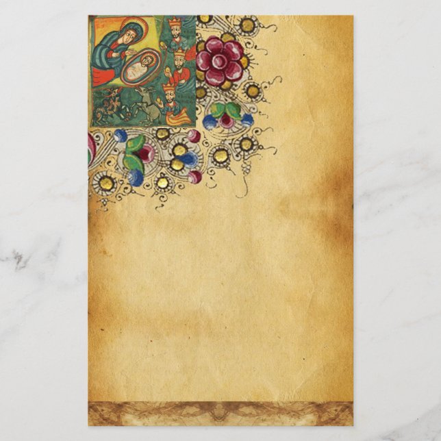 FLORALLE CHRISTMAS PARCHMENT, ANNAHME VON MAGI BRIEFPAPIER (Vorderseite)