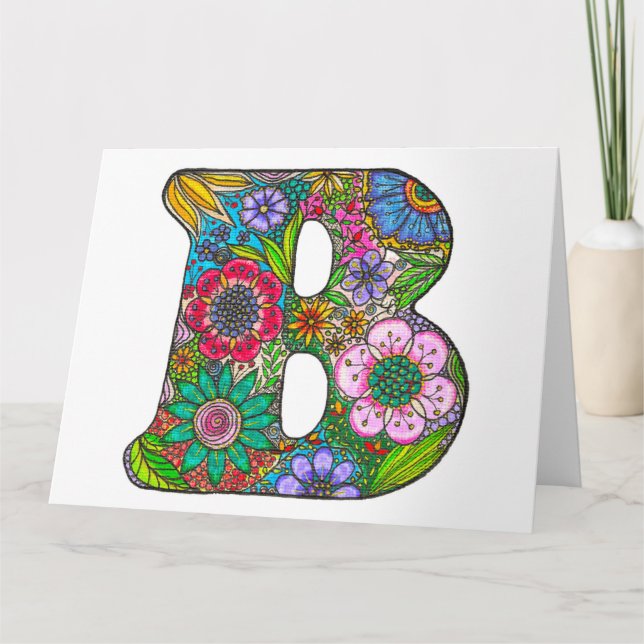 FloralLetter B Grußkarte - von der Original-Kunst Karte (Vorderseite)