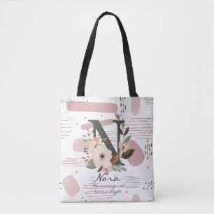Floralmonogramm N – Strahlender botanischer Buchst Tasche