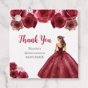 Floralprinzessin in rotem Kleid Quinceanera Geschenkanhänger
