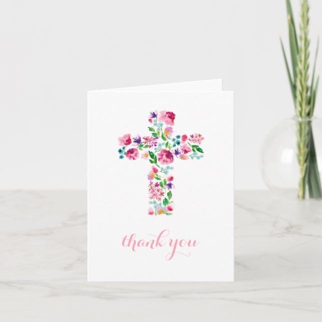 floralreligiöser Dank, beachten Sie, Faltkarte Dankeskarte (Vorderseite)