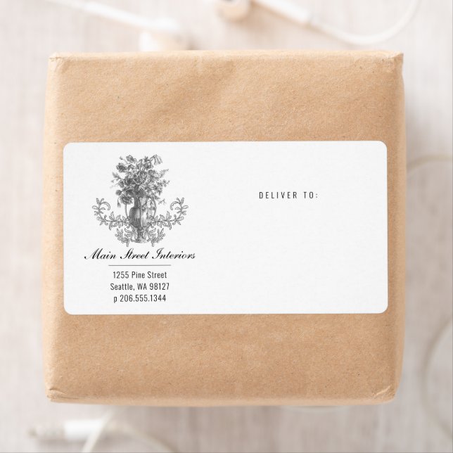 Florals Antique Small Business Shipping Label (Insitu)