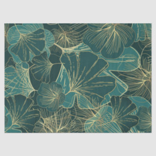 Florals Aquamarin & Green Decoupage Wrap Tissue Pa Seidenpapier