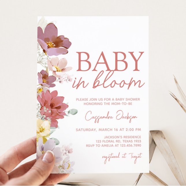 Florals Baby Bloom Baby Dusche Einladung (Spring Wildflower Baby Shower Invitation)
