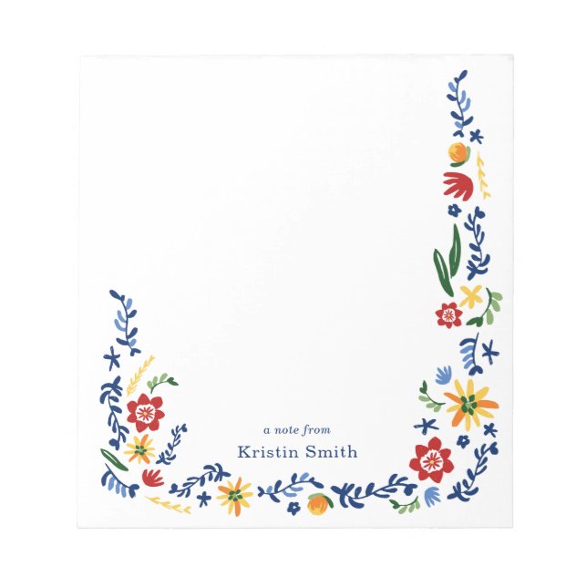 Florals bestickt notizblock (Vorderseite)
