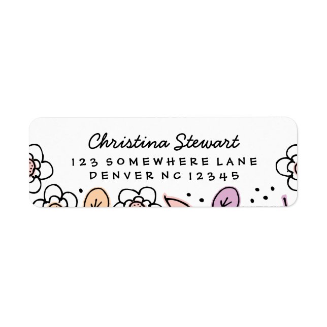 Florals & Blätter Handschrift Rücksendeadresse (Vorne)