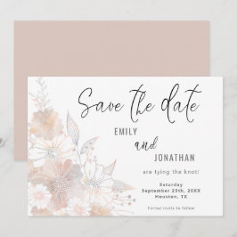 Florals Blush Peach Gray Wedding Save the Date