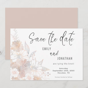 Florals Blush Pfirsichgrauen Hochzeit retten Datum Save The Date