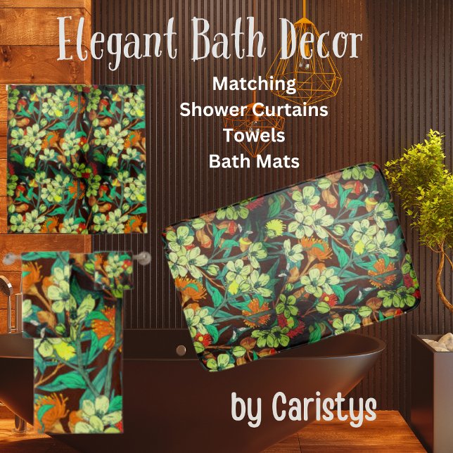 Florals Brown, Rost, Aquamarin Badematte (Von Creator hochgeladen)