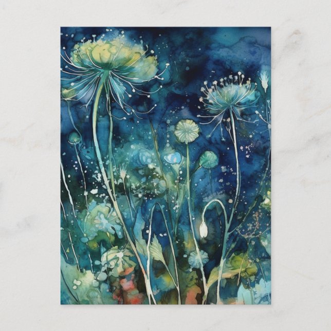 Florals cyanotype postkarte (Vorderseite)
