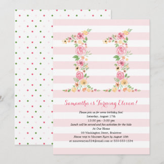 Florals ELEVEN 11. Geburtstag Einladung