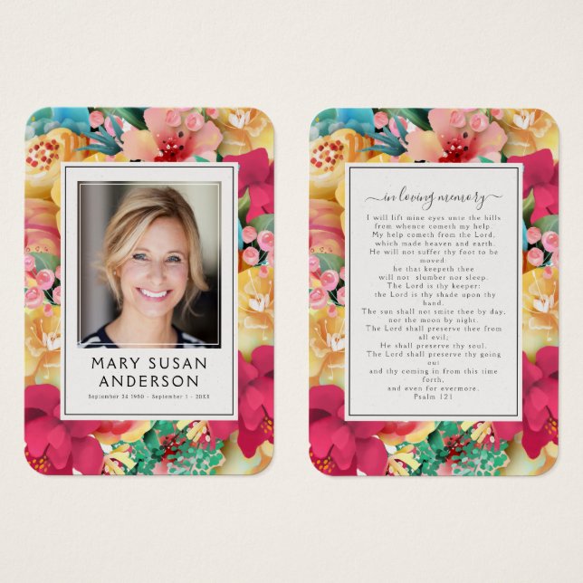 Florals Foto Beerdigung Gedenkkarte (Vorne & Hinten)