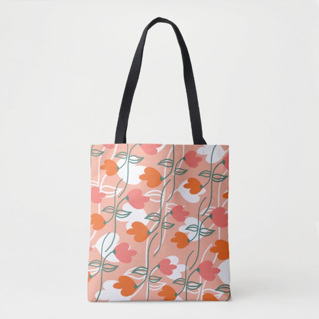 Florals Hand gezeichnete botanische Muster Orange Tasche (Vorderseite)