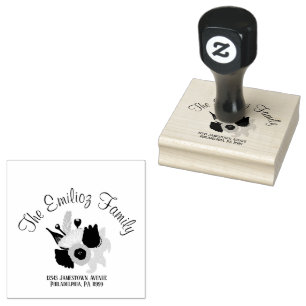 Florals Handgezeichneter Name Anschrift Rubber Bri Gummistempel