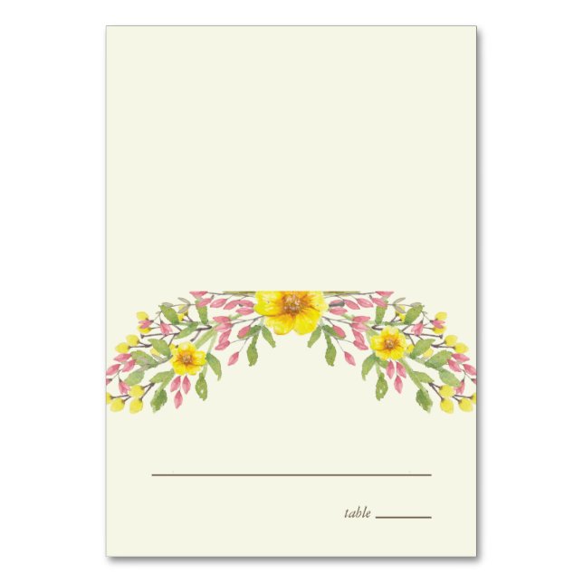 Florals | Hochzeitbegleiter-Platzkarte Tischnummer (Vorderseite)