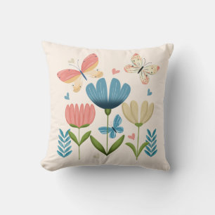 Florals in Blau und Orange Farben Kissen