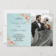 Florals on Green Theme Wedding Einladungen w Foto
