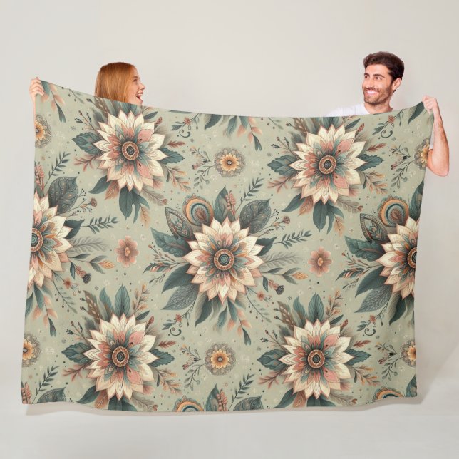 Florals on Sage Fleecedecke (Beispiel)