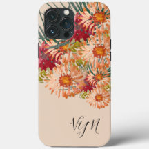 Florals Peach Gold Mit Monogramm