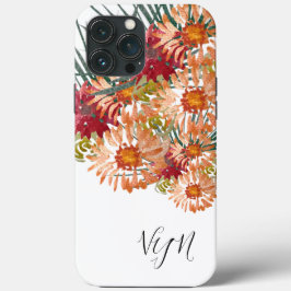 Florals Peach Gold Mit Monogramm Case-Mate iPhone Hülle