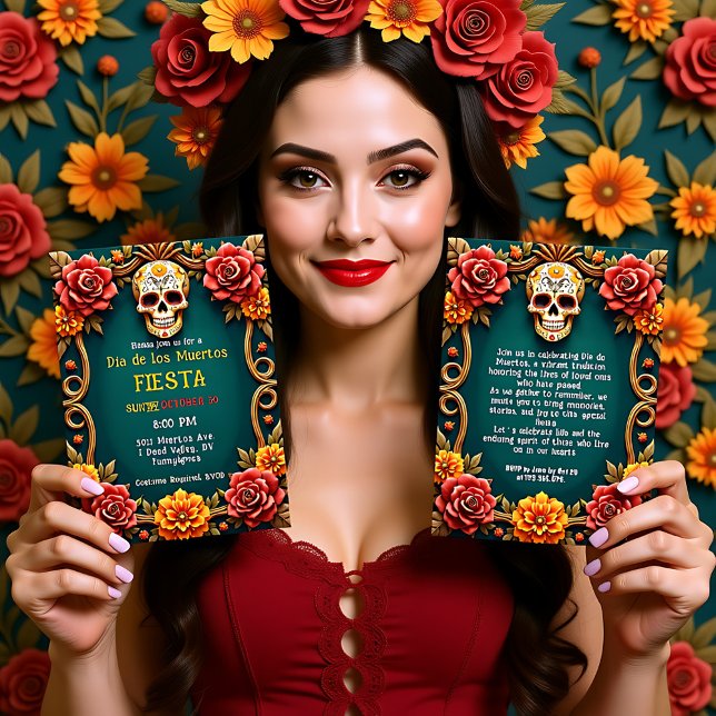 💀 🎉 Florals & Phantoms, die Día de los Muertos Einladung (💀🎉Florals & Phantoms, the Día de los Muertos Invitation)