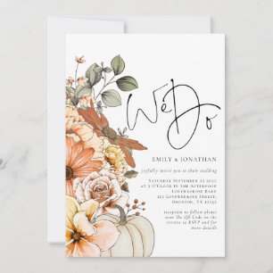 Florals Pumpkin Herbst Wir machen QR Code Wedding  Einladung