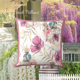 Florals Raspberry, Slate Blue mit Grünpflanzen Kissen