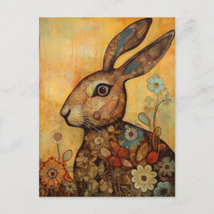 Florals und Rabbit Postcard Postkarte